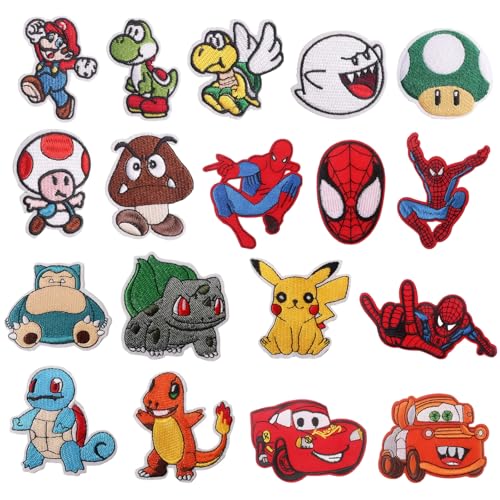 ZkateTrade 18 Pièces Patch Thermocollant Enfant, Ecusson Thermocollant, Écusson à Coudre, Patch Vetement Thermocollant pour DIY Vêtements, Chapeaux, Jeans