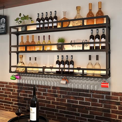 Botellero Industrial de Pared con Luces LED,...