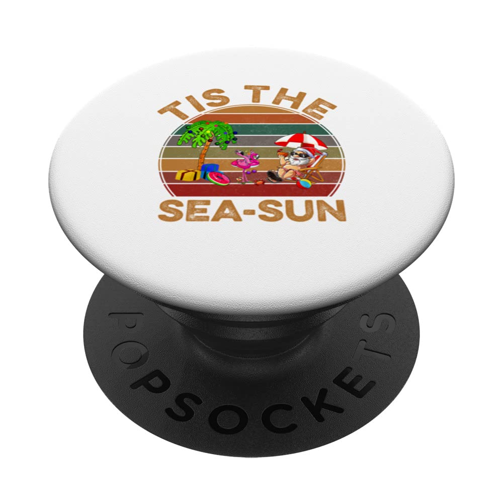 Tis The Sea-Sun Christmas in July Vintage SantaVacation PopSockets Swappable PopGrip