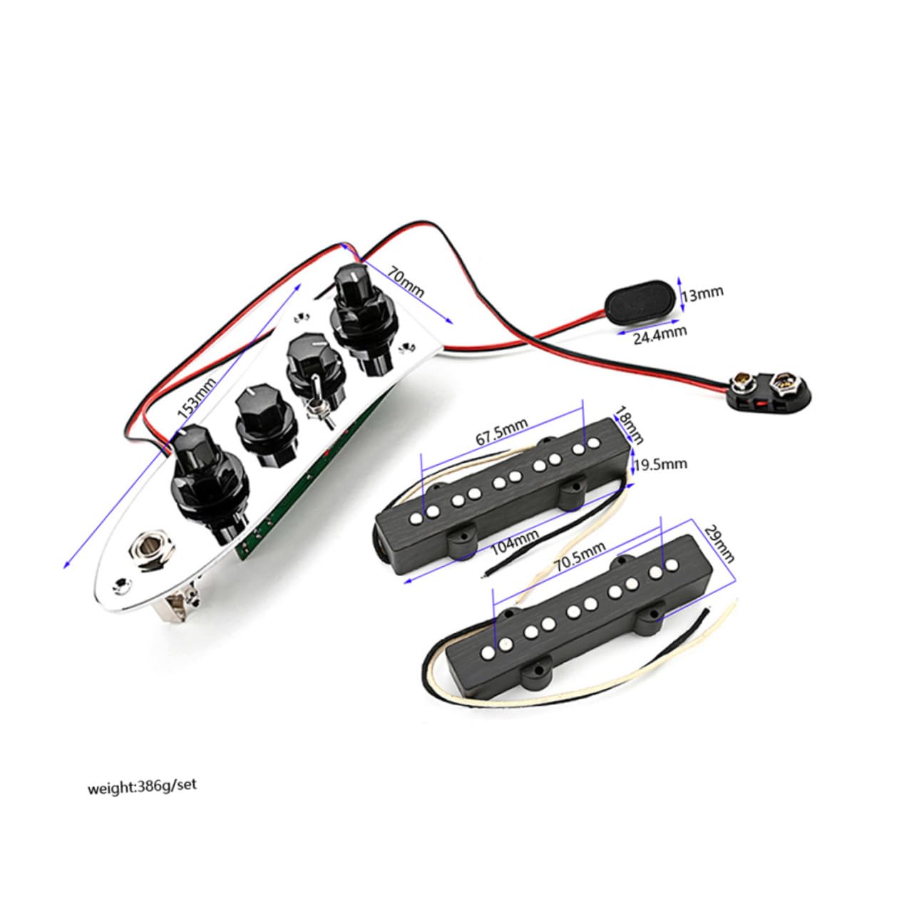 Toyvian Set di Pickup per Basso Elettrico Jb a 5 Corde, Parti in Ferro Argentate, Pronto All’uso, Facile da Usare per Accessori Basso Elettrico