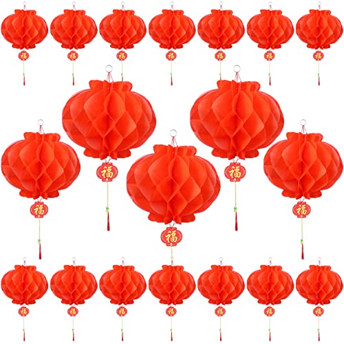 Epakh 100 Pcs Chinese Red Paper Lanterns Decorations New Year Chinese Hanging Paper Red Lantern for Spring Festival Wedding Birthday Party Supplies(10 In)