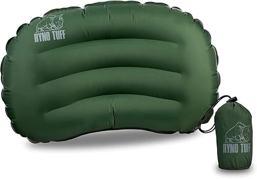 Almohada inflable de nailon para acampar al aire libre para soporte lumbar del cuello, almohada inflable ligera aislada de viaje para acampar,
