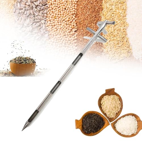 Sonda per campionatore di cereali in acciaio inossidabile, tubo rotante per polvere di suolo con 3 slot per campionamento efficiente di riso, mais, grano, soia