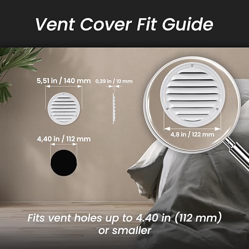 Image of Repa Market 4 Inch (Opening) White Air Vent Cover, Galvanized Steel Louver Air Vent Covers w /Mesh, Wall Ceiling Ac Vent, Dryer Vent Cover, HVAC Register Vent Cover, Shed Vent