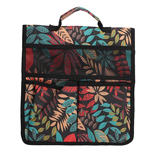 Borsa da Giardino Porta Attrezzi da da Oxford da Giardinaggio Portatile Pieghevole con Tasche Multiple per EsternoFoglie Rosse