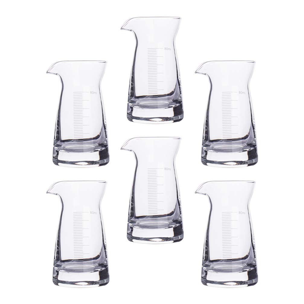 Hemoton 6 Uds. Vaso Jigger de vidrio Copas de vino Copa de medida de bebida Mini taza de medición, jarra de espresso, tazas de sake japonesas, taza de vino verter sobre cafetera para fiesta de bar
