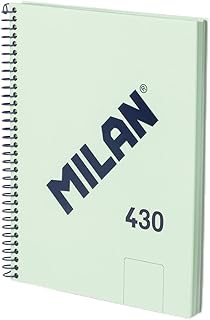 MILAN® Cuaderno A5 con espiral y tapa dura, 80 hojas blancas de 95 gr/m², colección 430 since 1918, verde