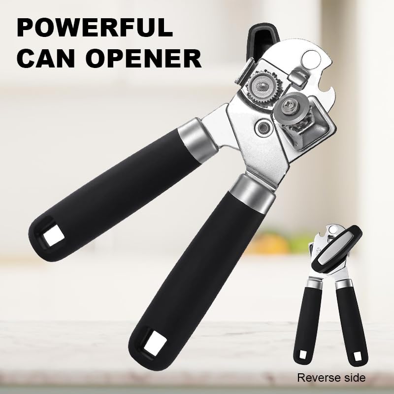 Manual 3-in-1 Can Opener: Rust-Proof Easy Turn Knob Can Opener, Soft Handle Manual Can Opener, Multi-Function Kitchen Tool Durable Kitchen Tool