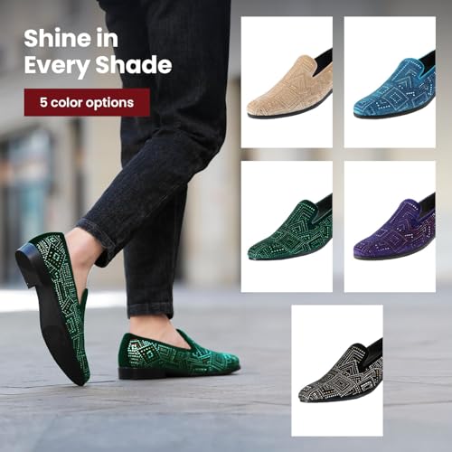 Image of Amali Men's Embellished Velvet Tuxedo Loafers, Smoking Slippers