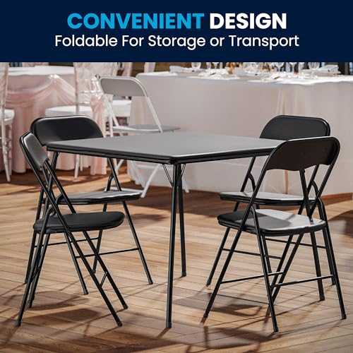 Image of EMMA + OLIVER Black Square Folding Card Table and Chairs Set for 4 Players