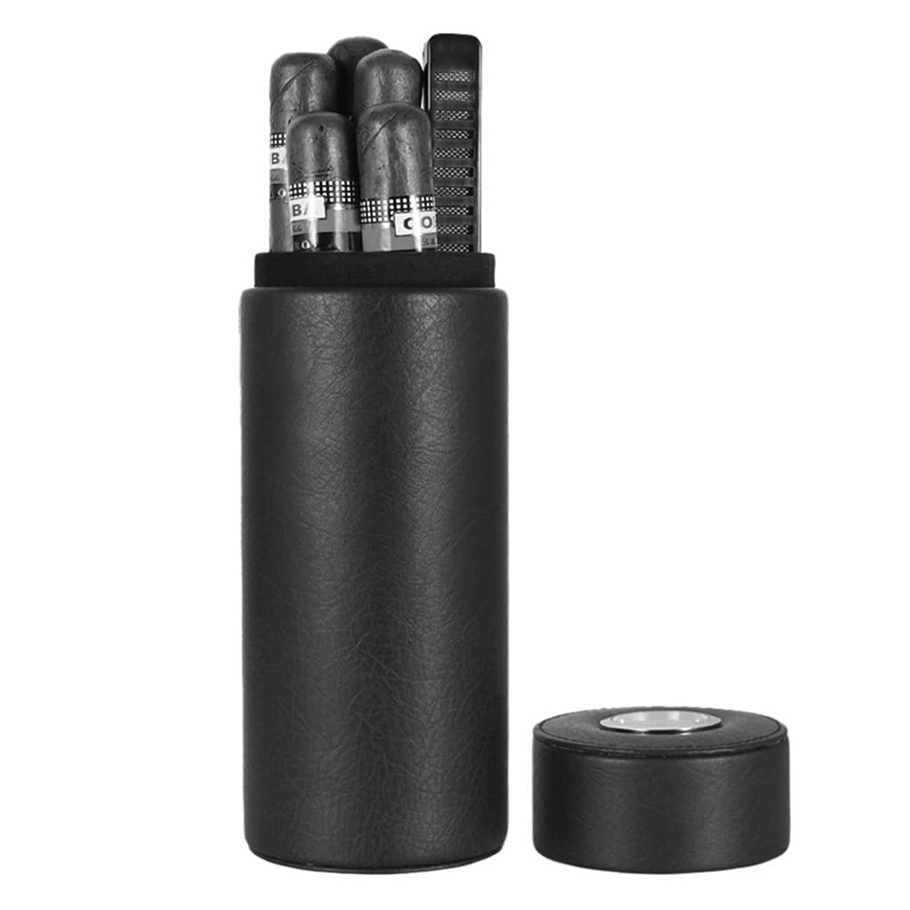 Scatole per sigari, umidificatori, umidificatore Portatile per sigari, Tubo per sigari da Viaggio con igrometro, Porta sigari, Contiene 3-5 sigari, uomo/marrone/20,8 x 7,7 cm