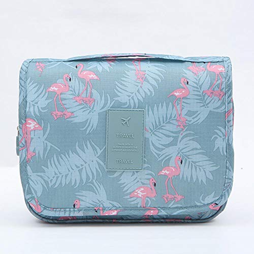 Preisvergleich Produktbild Reise Kulturtasche Zum Aufhängen Kulturbeutel Polyester Kosmetiktasche wasserdicht Waschtasche für Kinder Frauen Mädchen DamenBlauer Flamingo