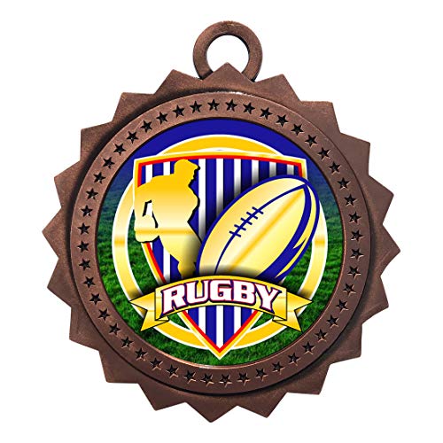 10-Pack Rugby Bronze Medals with Ribbons D03-FCL539