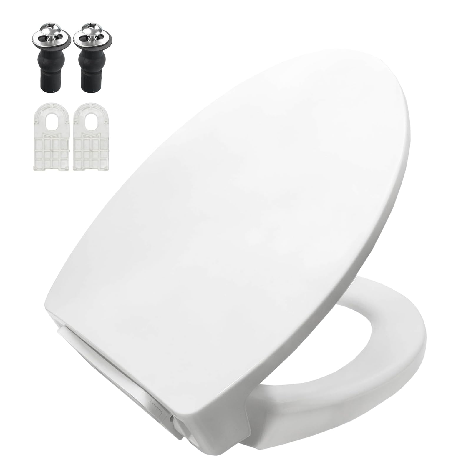 SUNNYFURN Elongated Toilet Seat With Slow-Close Lid & Built-In Toddler Seat – Easy Install, Biscuit Color