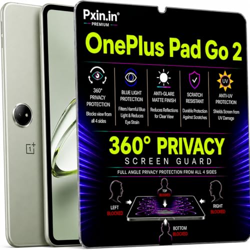 Image of Pxin 360 Pro Privacy Screen guard compatible with OnePlus Pad Go 2 | Anti Glare | Anti UV | Anti Blue | Anti Reflection | Privacy Filter | Unbreakable Build