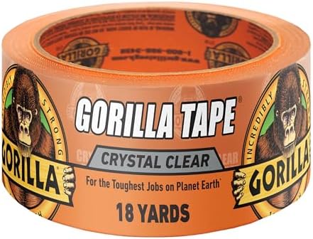 Gorilla Crystal Clear Tape, 1.88" x 18 yd, 1-Pack, Weather Resist...