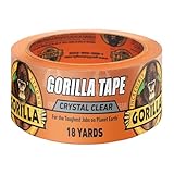 Gorilla Crystal Clear Tape, 1.88” x 18 yd (Pack of 1) - Weather Resistant for Indoor or Outdoor Projects and Repairs