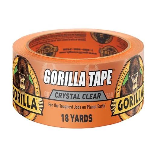 Gorilla Crystal Clear Repair Duct Tape, 1.88” x 18 yd, Clear, (Pack of 1)