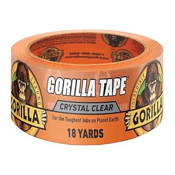 GORILLA Crystal Clear Tape, 1.88" x 18 yd, 1-Pack, Weather Resistant