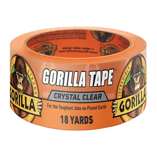 Gorilla Crystal Clear Tape, 1.88” x 18 yd (Pack of 1) - Weather Resistant for...