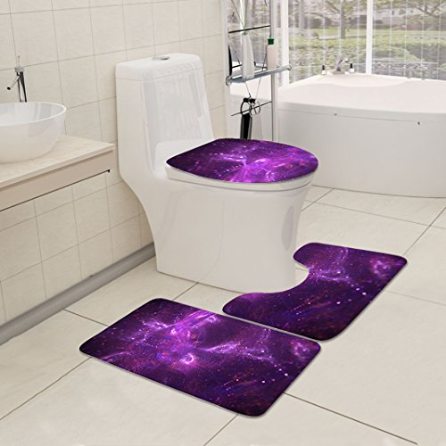 Set 3tlg Badematten, Asnlove Rechteck Badvorleger 75 x 45 CM Badteppich Badgarnitur Matte Badvorleger WC-Deckelbezug… – Bild 5