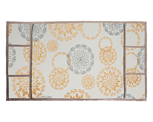 Image of Heart Home Rangoli Printed PVC Fridge Top Cover with 6 Utility Side Pockets (White)