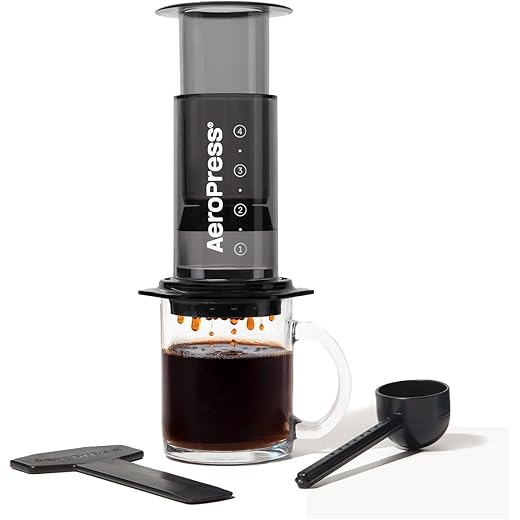 AeroPress Clear Black Coffee Press ? 3 In 1 Brew Method Combines French Press, Espresso, Full Bodied Coffee Without Grit or Bitterness, Small Portable Coffee Maker for Camping & Travel, Black