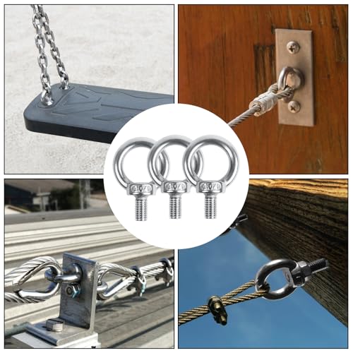 Leryati Ringschraube M6, 5 Stücke 304 Edelstahl Augenschraube Ring-Augenbolzen Runde Ringbolzen, Außengewinde-Ringschraube for Befestigen Sie hängende Ornamente, Blumentöpfe, Schaukelständer usw.