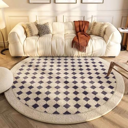 Tapis rond lavable avec envers antidérapant pour table basse