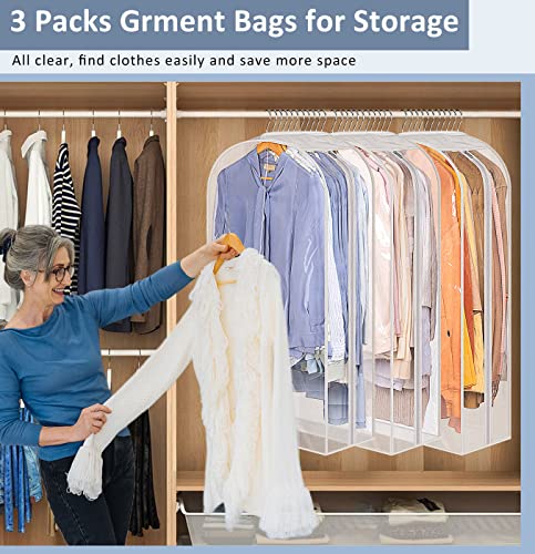 Sleeping Lamb 10" Gusseted Clear Garment Bags For Hanging Clothes Suit Bags For Closet Storage Clothing Cover For Coats, Jackets (3 Packs) #TOP2