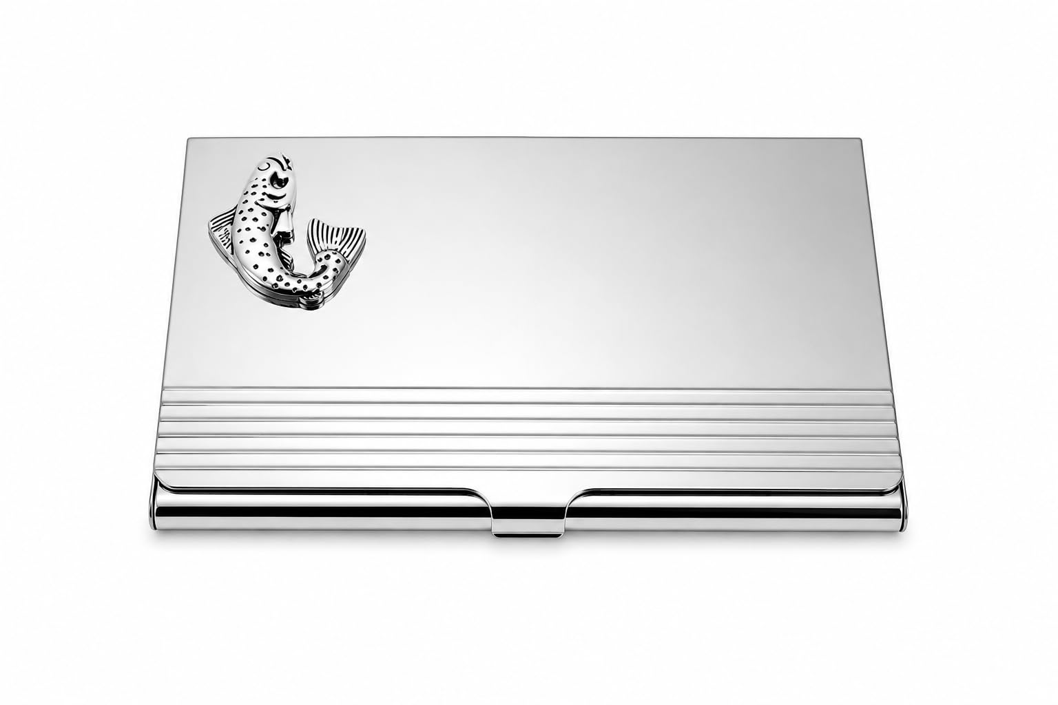 Premier Life Store Fish Business Card Holder – Onyx Art BC06 Premium Fish Business Card Case, Metal Card Holder for Anglers, Fishermen & Professional Networking