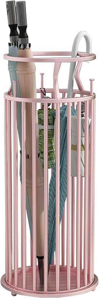 Porte-parapluie rose compact pour éviter les sols mouillés en entrée