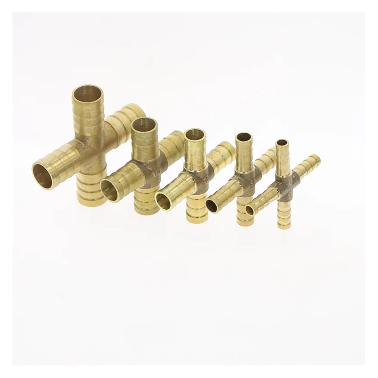 Conector de manguera de latón con púas de latón – codo de tres vías en T – Compatible con tamaños de 4 mm a 25 mm