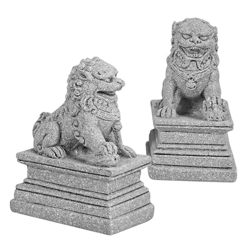 Décoration de lion en pierre Feng Shui : petite statuette pour maison et jardin