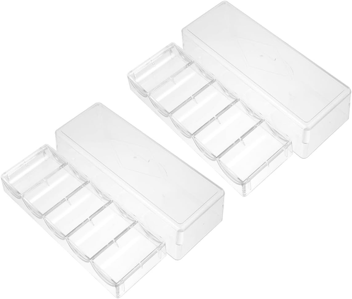 2pcs Visible Chips Tray with Cover Transparent Poker Chip Storage Organizer Design for Tidy Desktop and Easy Access