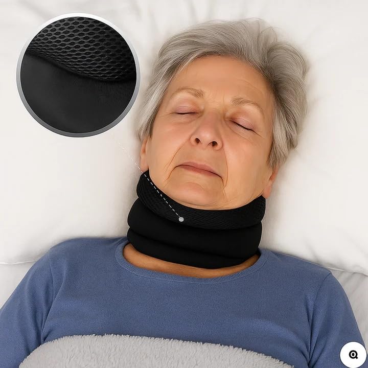 Orthoback Lunaris - Ergonomische Nackenstütze gegen Verspannungen, Schnarchen und Apnoe(Schwarz,M(40CM))