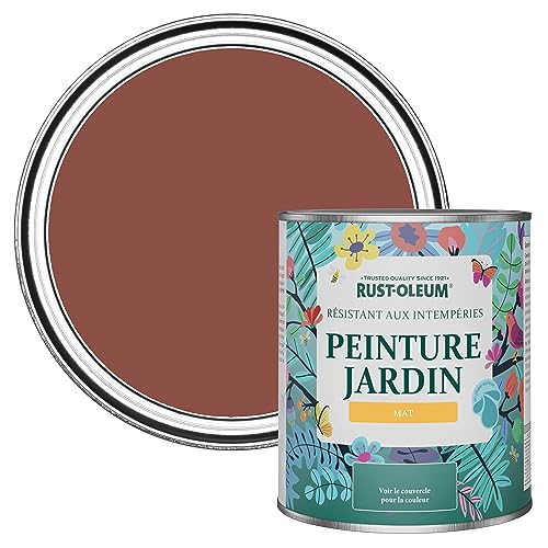 Rust-Oleum Rouge Peinture Résistante à l'humidité pour Jardins, Finition Mate - Rouge Brique 750ml