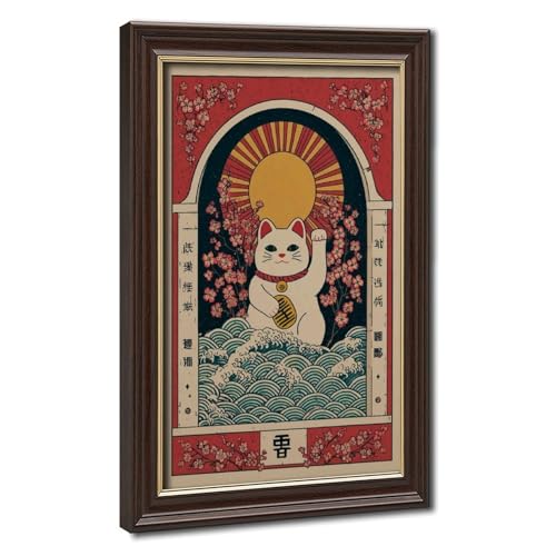 Toile chat porte-bonheur japonais haute définition 30,5 x 45,7 cm pour chambre