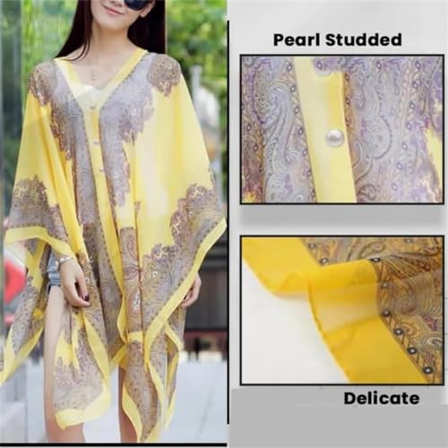 French Sun Protection Shawl, Women's Fashionable Beach Cardigan Hollow Out Lightweight Breathable Chiffon Shawl3