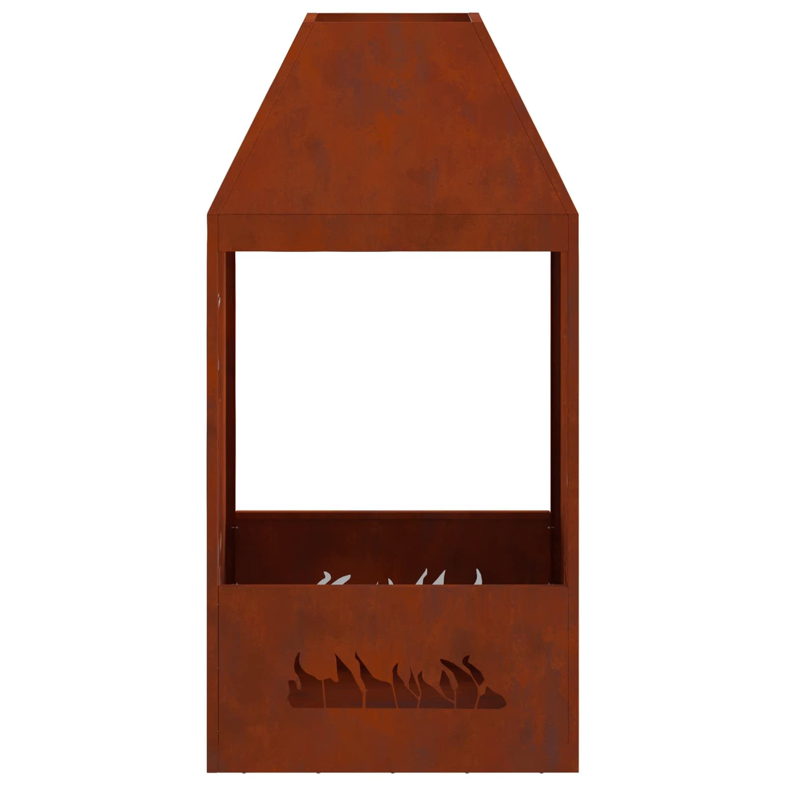 Brasero marrón 50 x 50 x 100 cm, acero resistente a la intemperie, con diseño moderno para jardín, terraza y exterior, duradero, resistente al calor, sin humo