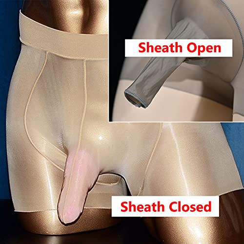 Men's Sexy 8D Nylon Sheer Boxer Briefs Trunks Shiny Glossy Panties Shorts Silky Underwear with Sheath2