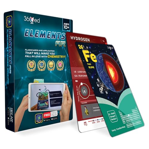 360ed Elements Ar Interactive Learning Kit: Augmented Reality Periodic Table 30 Flashcards & App for Kids 10+, Educational Stem Toy for Chemistry