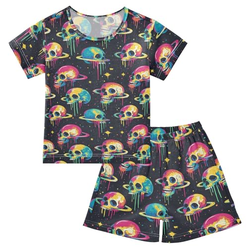 Skull Pajama Set Pajamas Sleepwear Nightwear Loungewear Clothes Set B04043643