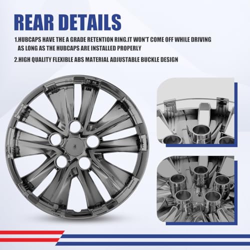 Image of Winjet 16 Inch Premium Hubcaps Replacement for Nissan Sentra 2020-2025 Wheel Rim Covers, [Only Fit Iron Hub & Steel Wheel] Snap On Installation (16 Inch Pack of 4, Chrome)