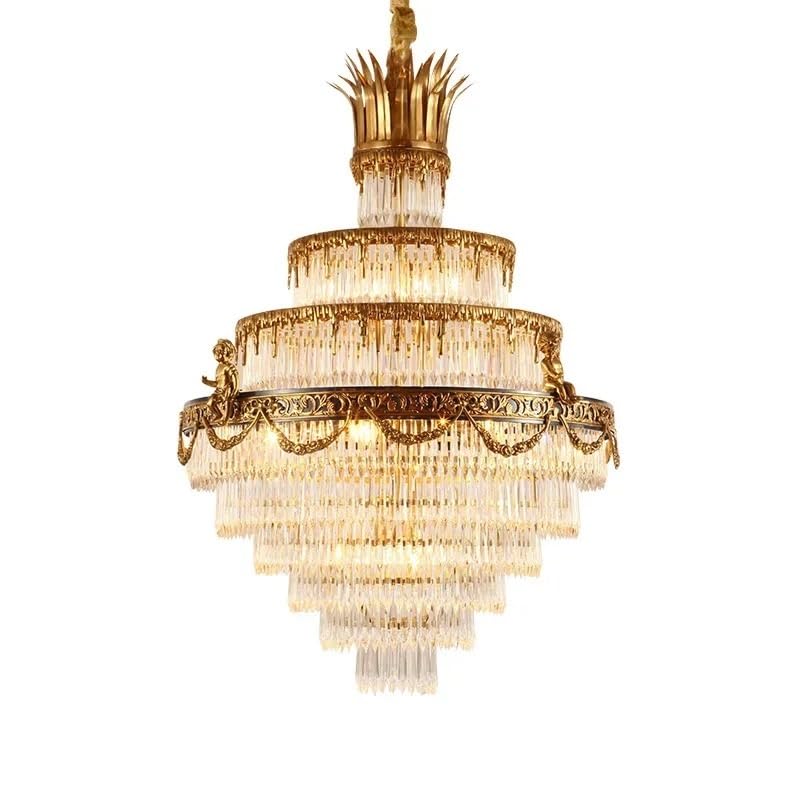 Genérico Araña moderna, Lámpara colgante de lujo cristal y latón estilo europeo, antiguo, for iglesia, mediados siglo. araña decorativa(35lights D150 H300cm)