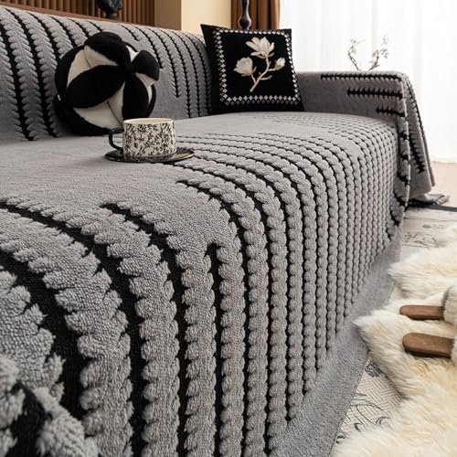 Mantas para Sofa Jarapas para Sofas Funda de Sofá para Todas Las Estaciones, Colcha Multiusos para Sofas Sofá Cubre Sofás de 1 2 3 4 Plazas Adecuada para Sofás Camas(Light Grey,180 * 130cm)