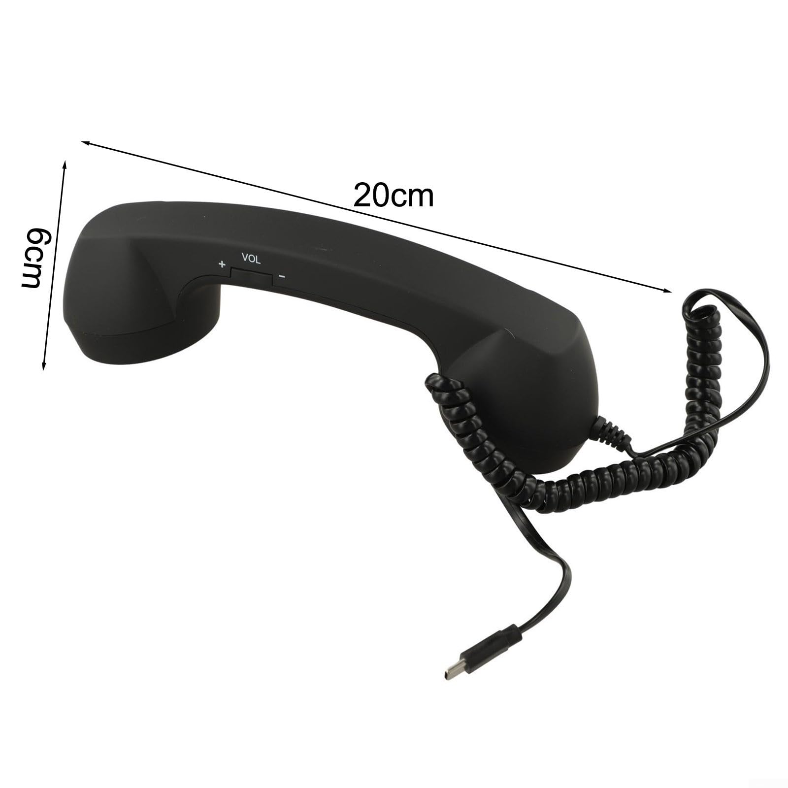 Retro-Telefonhörer, Typ-C-Empfänger, Geräuschunterdrückung, ergonomisches Design, für Smartphone, Laptop, Videoanrufe (schwarz)
