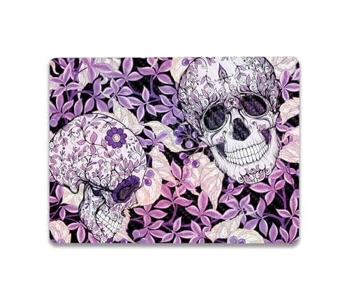 Image of MightySkins Carbon Fiber Skin Compatible with Microsoft Surface Laptop Go 3 (2023) Full Wrap Kit - Flower Skull | Protective, Durable Textured Carbon Fiber Finish | Made in The USA