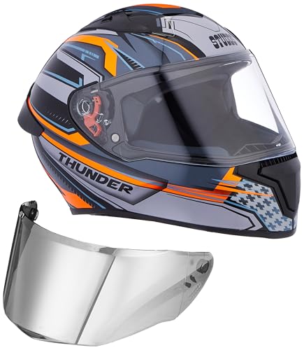 Image of Studds Thunder Full Face Helmet D9 with Clear Visor (Black N10, L)