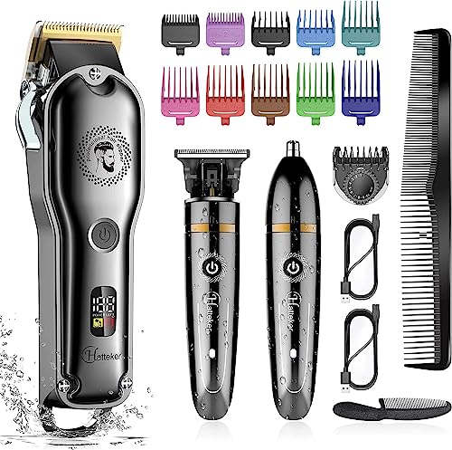 Hatteker Cortadora de Cabello Juegos de Aseo Recortadora de Barba Recortadora en Forma de T Para Hombres Cabeza Bigote Nariz Oído Cuerpo Precisión Groomer Multigroom IPX7 a Prueba de Agua